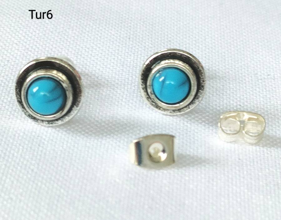 Turquoise earrings - lab created stones - studs