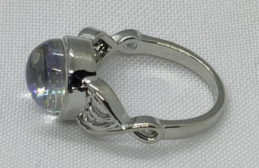 Moonstone ring - lab-created stone - size US 7