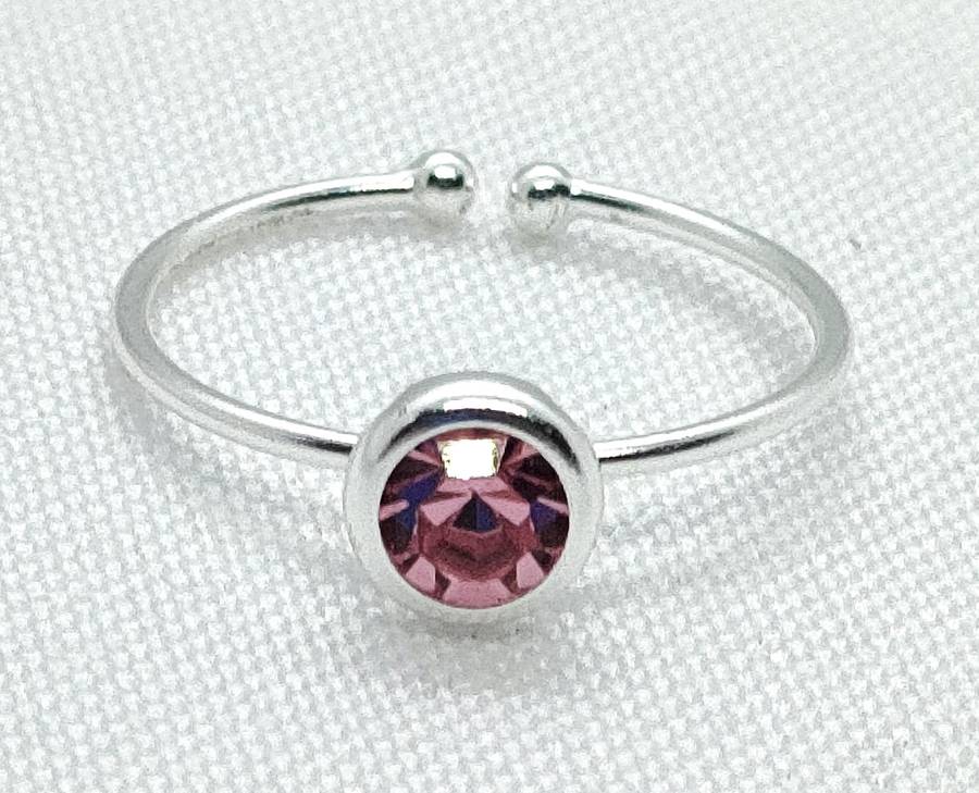 Gorgeous sterling silver Austrian Crystal open ring - 925 stamp -