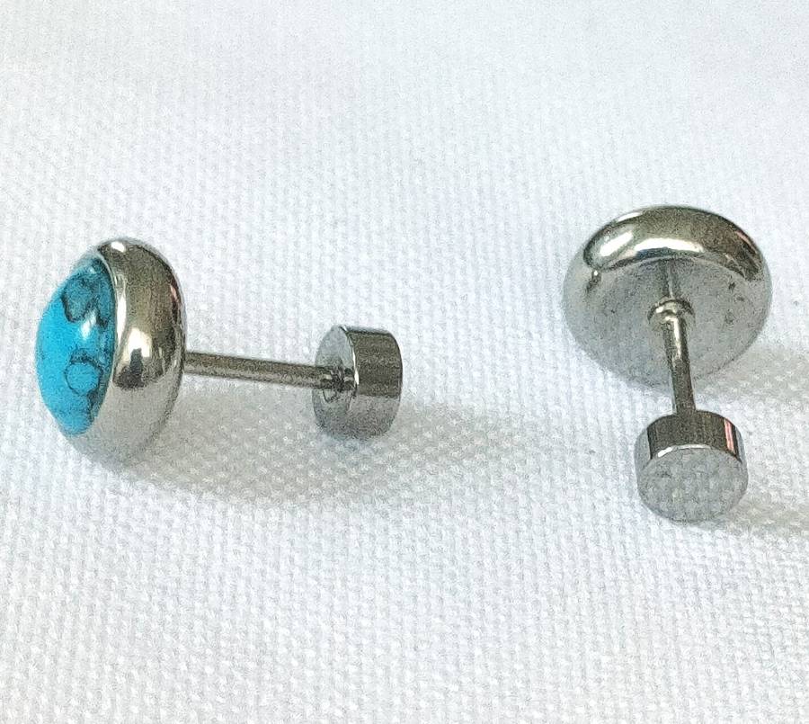 Turquoise earrings - lab created stones - studs