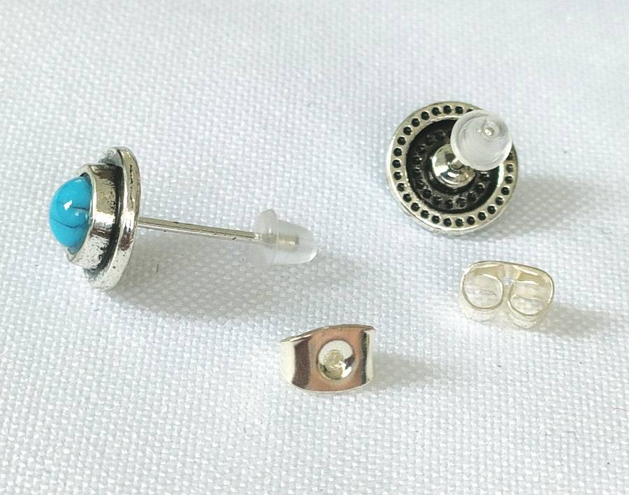 Turquoise earrings - lab created stones - studs