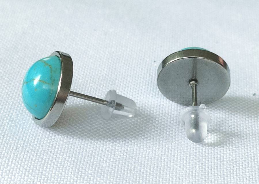 Turquoise earrings - lab created stones - studs