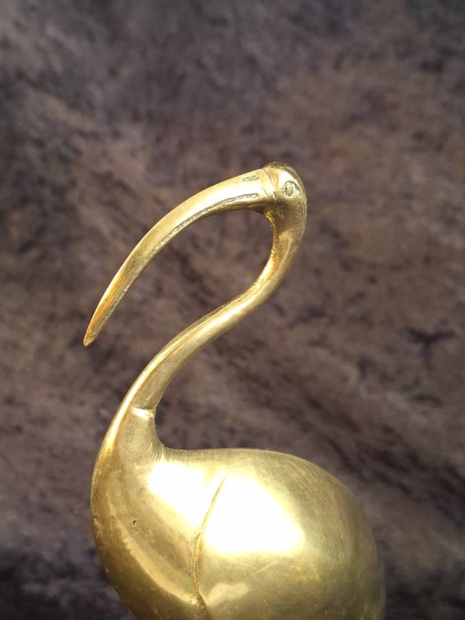 Vintage Brass Ibis Crane Bird Ornament