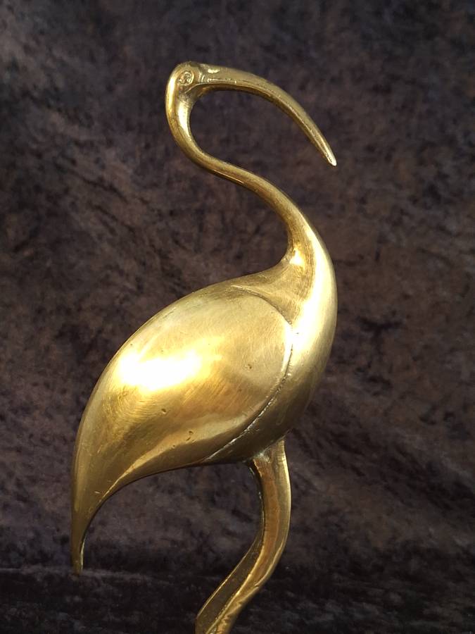 Vintage Brass Ibis Crane Bird Ornament