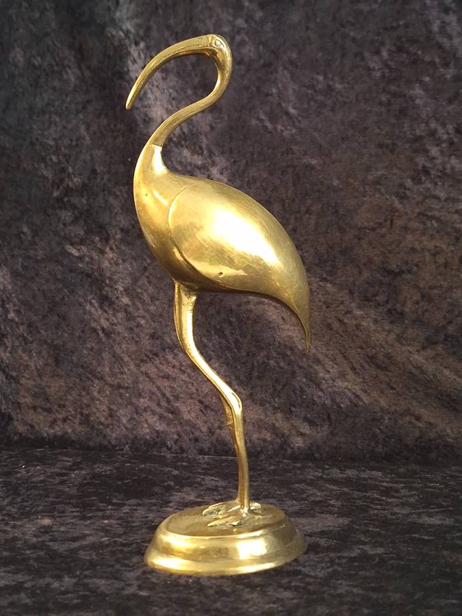 Vintage Brass Ibis Crane Bird Ornament