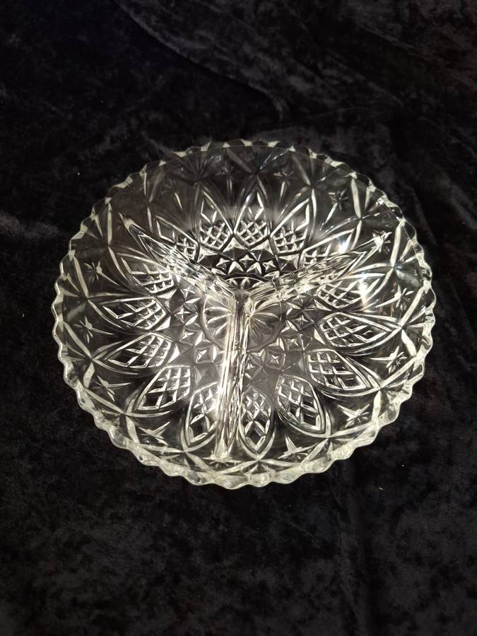 Vintage Pressed Glass Snack Bowl