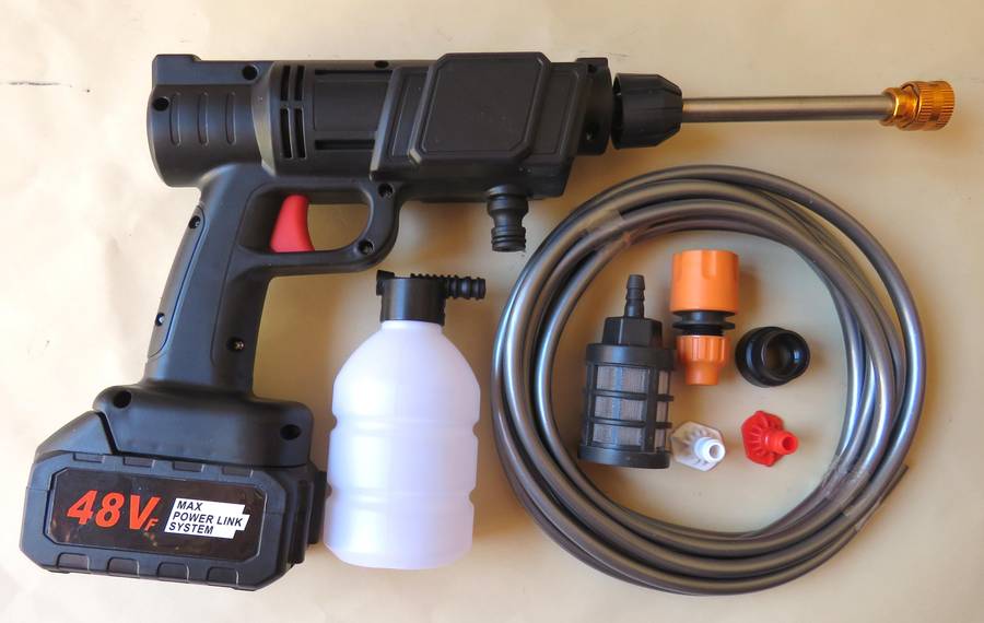 48V CORDLESS, HIGH-PRESSURE HAND-HELD  POWER WASHER.  VERSATILE CLEANING TOOL GUN