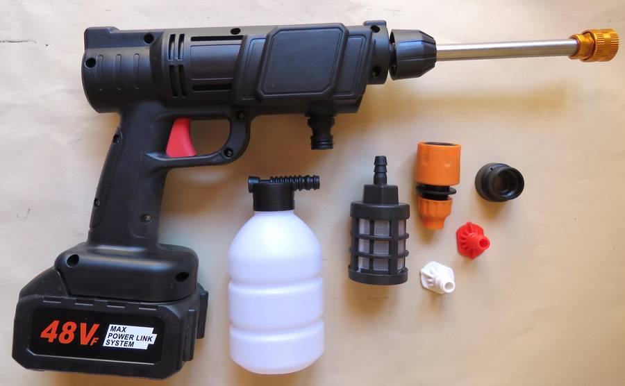 48V CORDLESS, HIGH-PRESSURE HAND-HELD  POWER WASHER.  VERSATILE CLEANING TOOL GUN