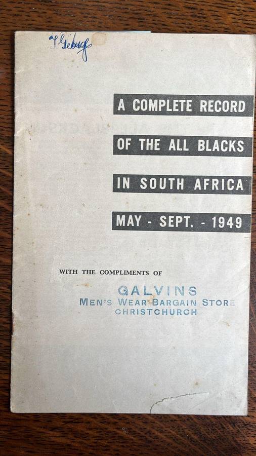 1949 A Complete Record of The All Blacks in South Africa, details below