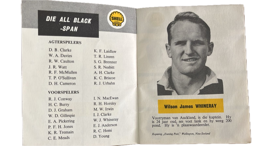 1960 All Blacks in South Africa Magazine & Pocket Book Guide, details below