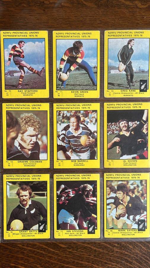 1975 New Zealand Rugby Union Cards, Complete Set, details below