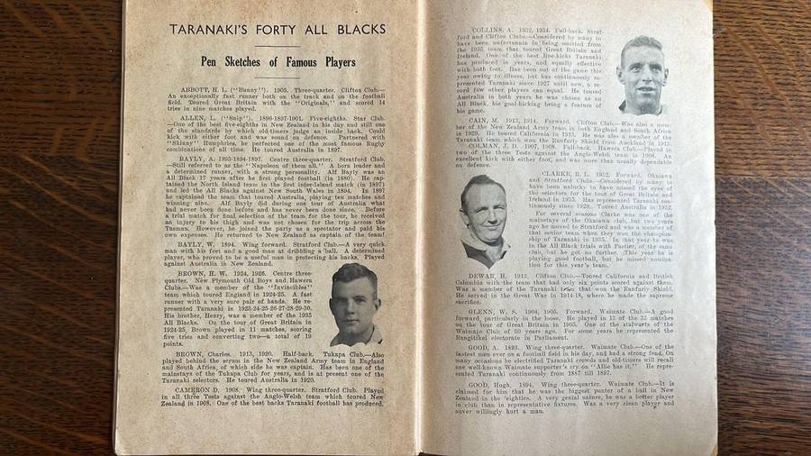 Scarce Item - 1937 Taranaki Rugby Almanac Springbok Souvenir, Signed, details below