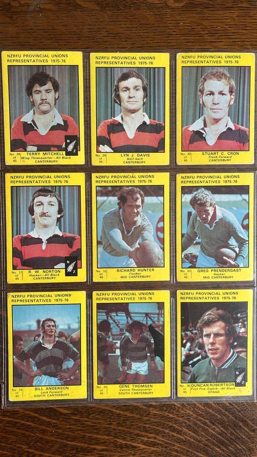1975 New Zealand Rugby Union Cards, Complete Set, details below
