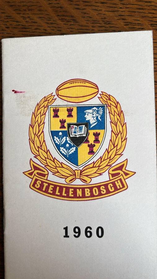 From Doc Craven's Collection - 1960 Stellenbosch Rugby Club Membership Booklet, details below