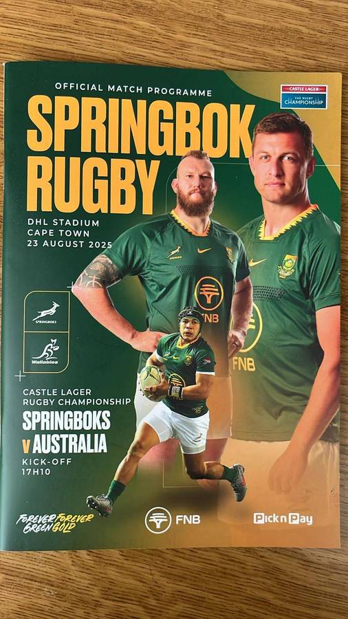 2025 Springboks vs Australia at Cape Town Stadium Programme, details below