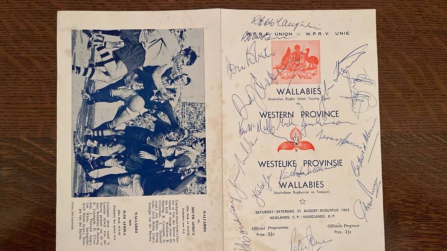 1963 Western Province  vs Wallabies at Newlands, Multiple Signatures Programme, details below