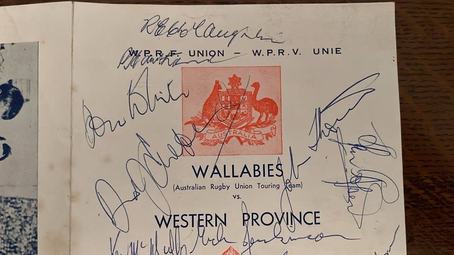 1963 Western Province  vs Wallabies at Newlands, Multiple Signatures Programme, details below