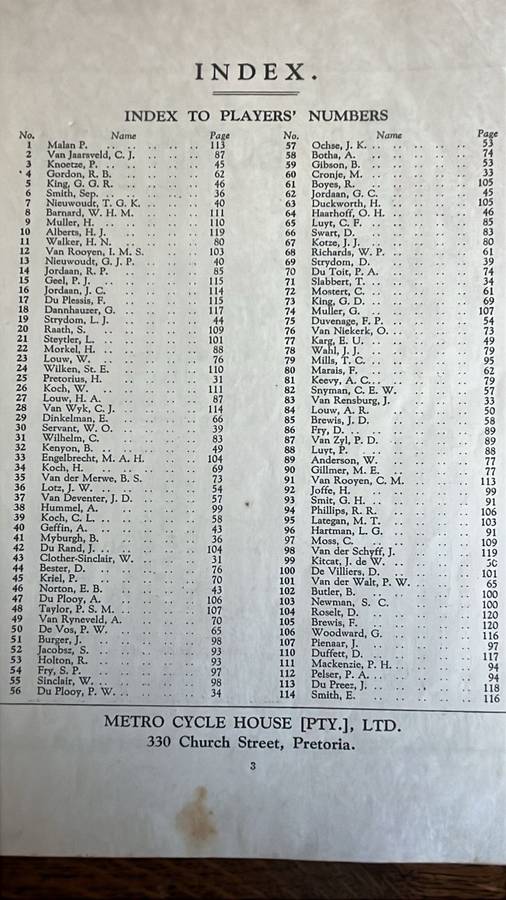 1949 Springbok Trials Programme, Inscribed, details below
