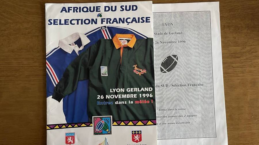 1996 South Africa vs Selection Française-Invitation from the President of Lyons Rugby, details below