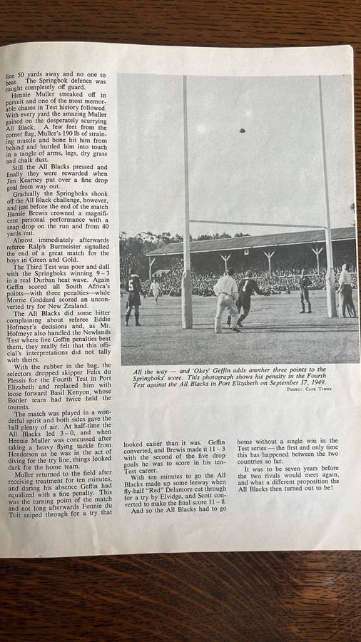1921-1965 All Blacks vs Springboks Magazine, details below