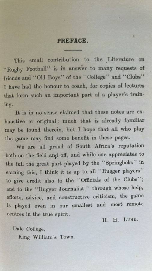 Rugby Football by H.H. Lund, details below