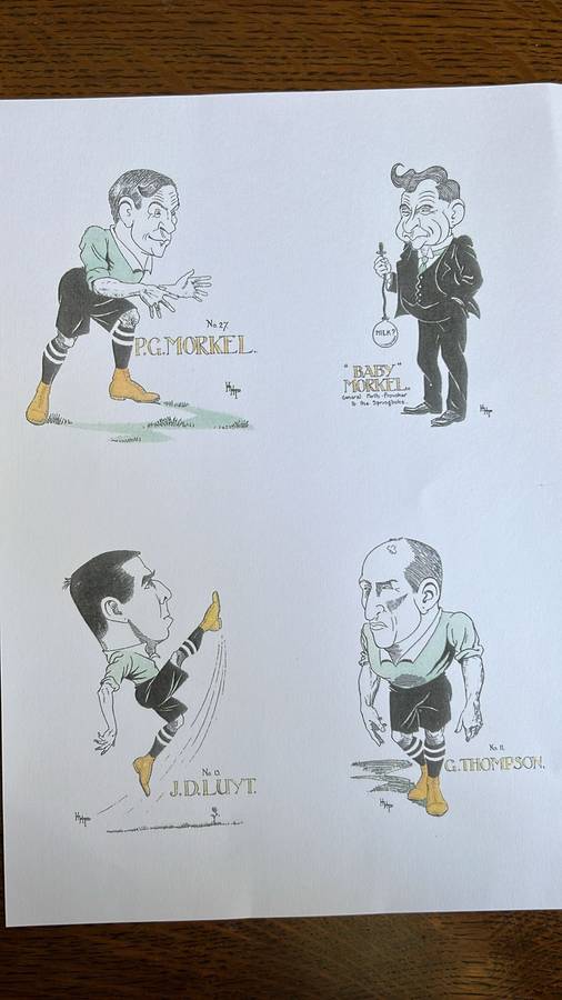 1912 Springboks - 28 Caricatures, details below