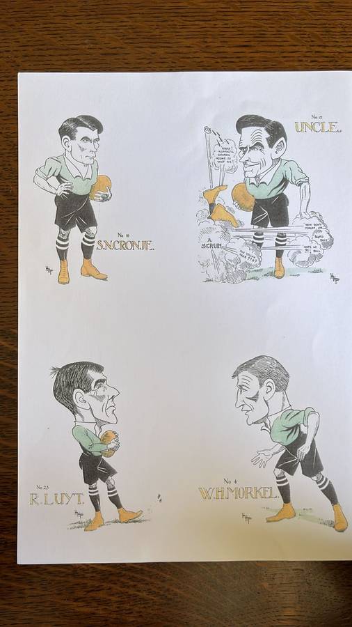 1912 Springboks - 28 Caricatures, details below
