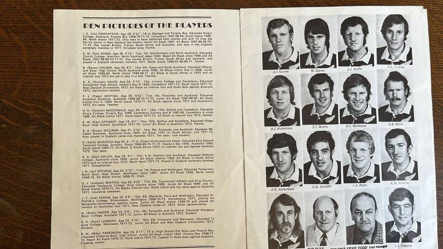 1972 The All Blacks vs Cardiff Programme, details below