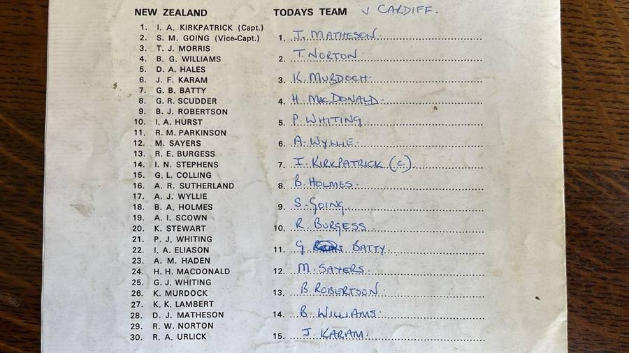 1972 The All Blacks vs Cardiff Programme, details below