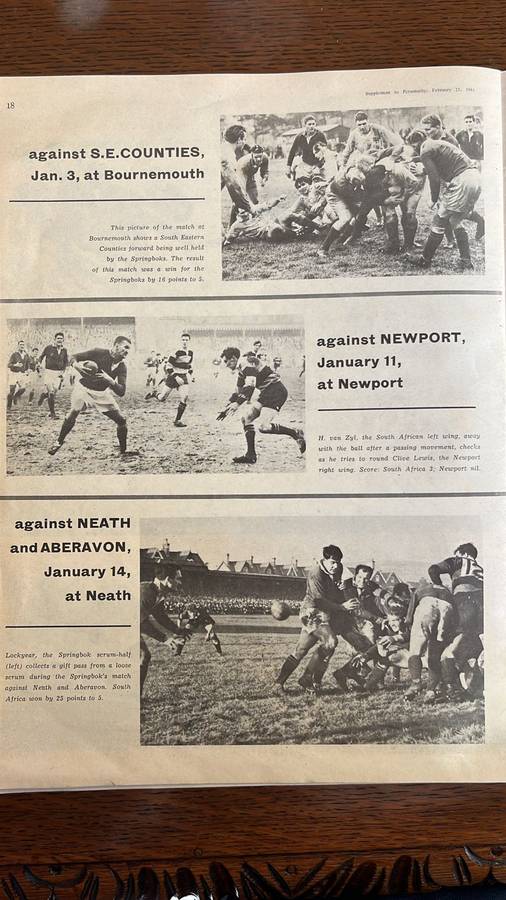 1961 The Springboks in Britain Supplement, details below
