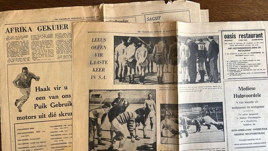 1962 Die Volksblad Springbok vs The British Lions 4th test Newspaper Articles, details below