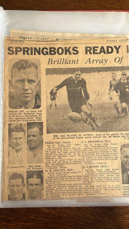 1937 Springbok Trials for the Australasian Tour Scrapbook, details below