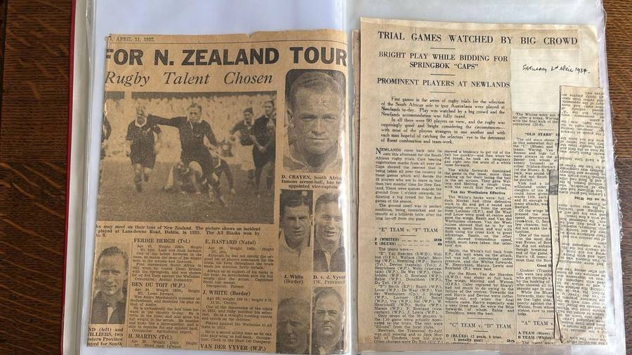 1937 Springbok Trials for the Australasian Tour Scrapbook, details below
