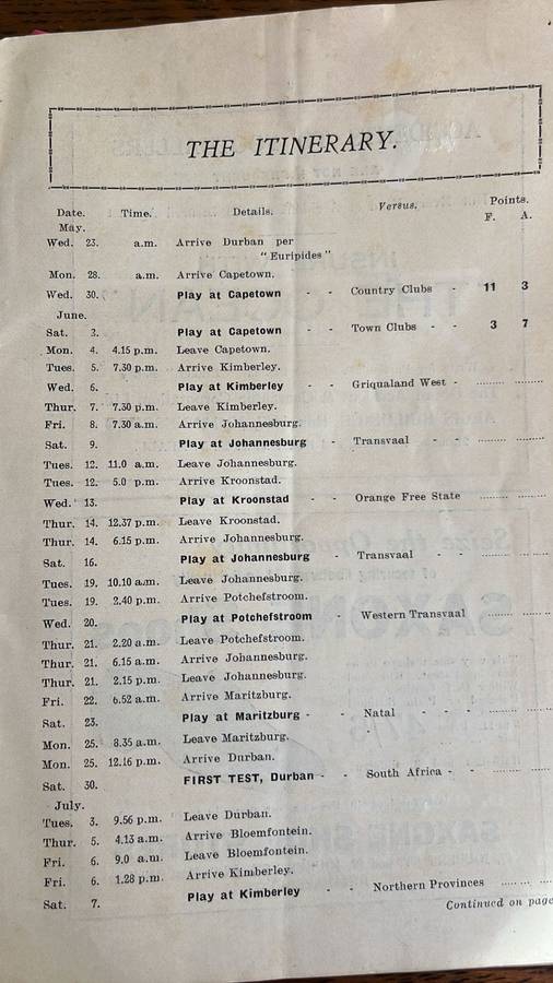 A Rare Item - 1928 The All Blacks South African Tour Hand Book, details below