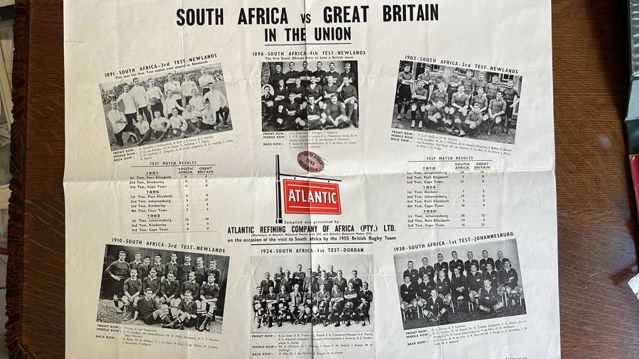 An Unusual Item... South Africa vs Great Britain Poster & Signed Newspaper Cutting, details below