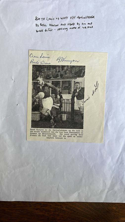 An Unusual Item... South Africa vs Great Britain Poster & Signed Newspaper Cutting, details below