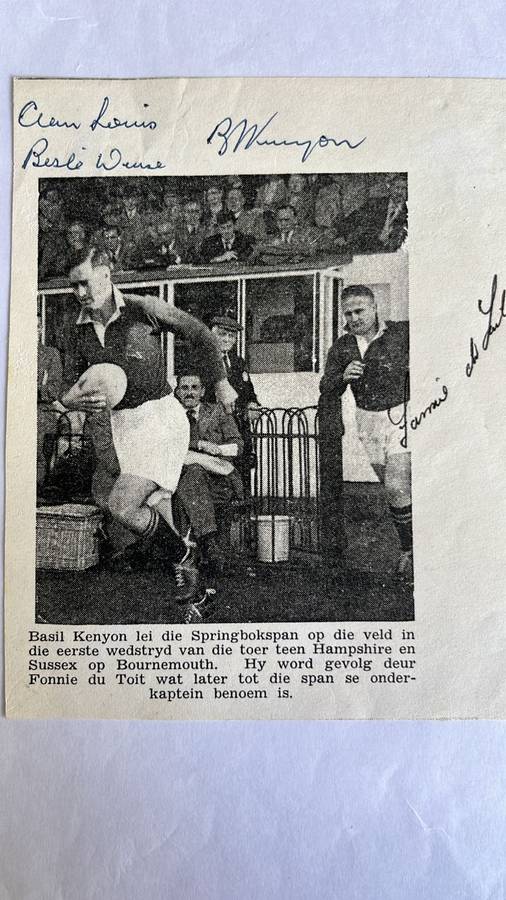 An Unusual Item... South Africa vs Great Britain Poster & Signed Newspaper Cutting, details below