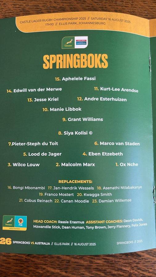 2025 Springboks vs Australia, Pack 2 x Programmes, details below