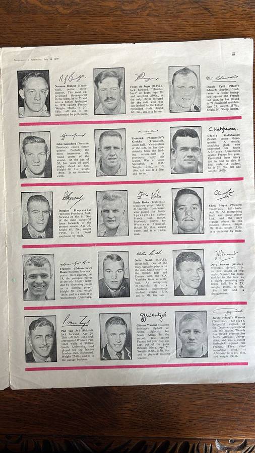 1959 Junior Springboks Souvenir Album, details below