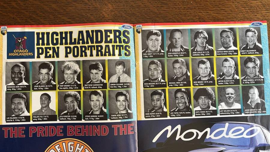 1997 Otago Highlanders vs Northern Transvaal Blue Bulls at Dunedin Programme, details below