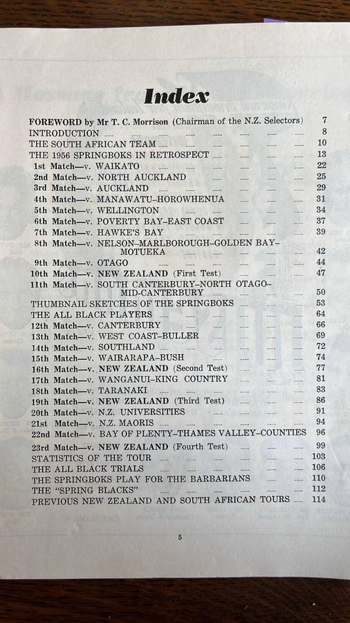 1956 Springboks in New Zealand, details below