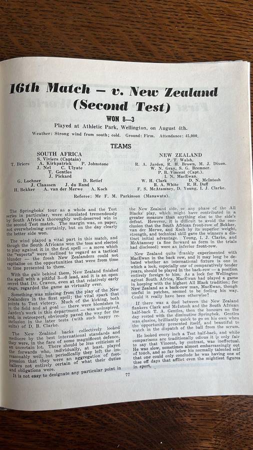 1956 Springboks in New Zealand, details below