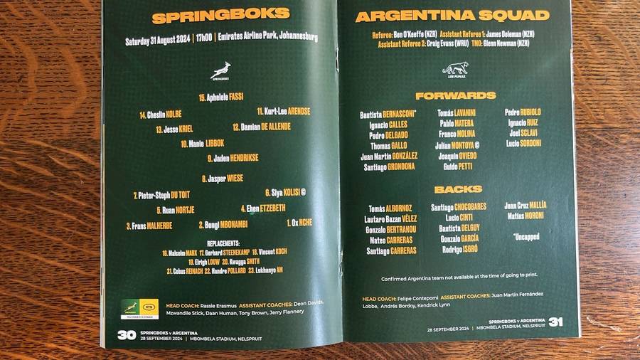 2024 Springbok Rugby Programmes x 3, details below
