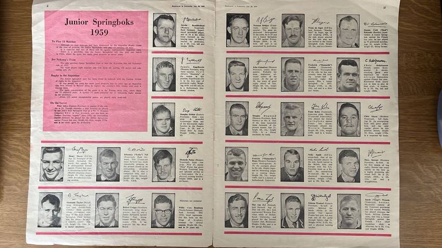 1959 Junior Springboks Souvenir Album, details below