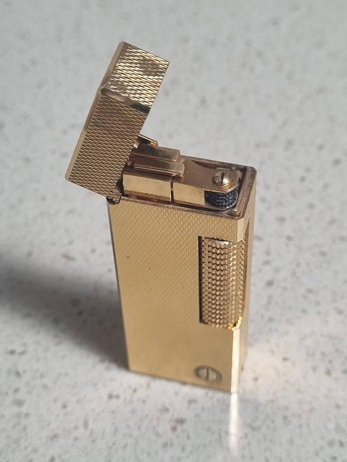 ### Vintage Dunhill Rollagas Gold Plated Lighter Swiss made in excellent condition ###