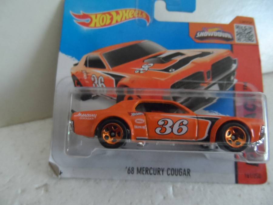 Hot Wheels - '68 Mercury Cougar (Red) - #170/250 - 2014 HW Race-sealed short card- [m49]