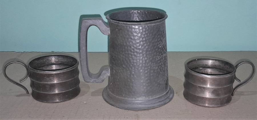 A Vintage SA Union Pewter Tankard & 2 Russian Tea Glass Holder- As per pictures