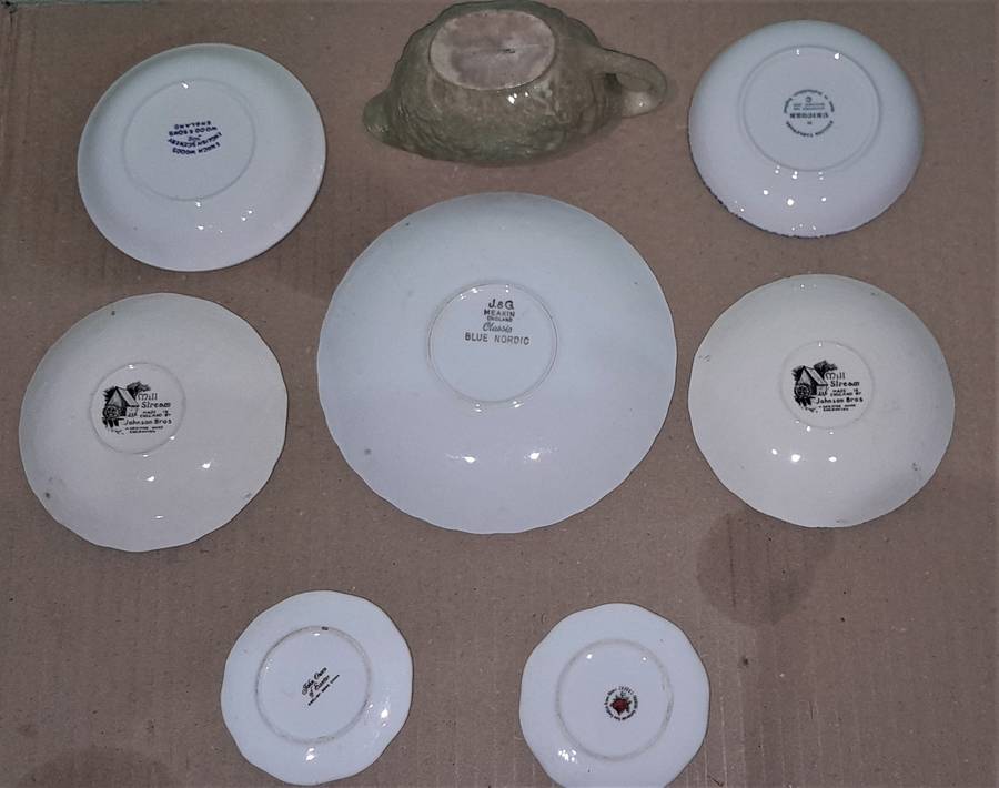 7 Small Display Plates & a Gravy Boat  - View Makers Mark - As per pictures