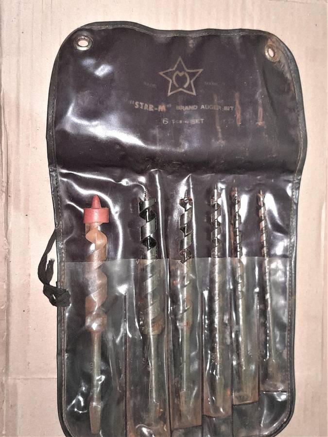 5x Japanese Star M + 1 replacement - New Old Stock imperial auger bits + case- as per pictures