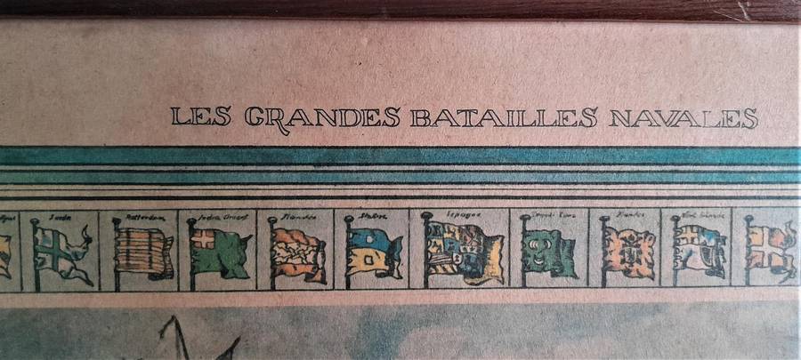 Vintage French Print of " LA BATAILLE DE NAVARIN"  32 x 39cm Framed - as per pictures